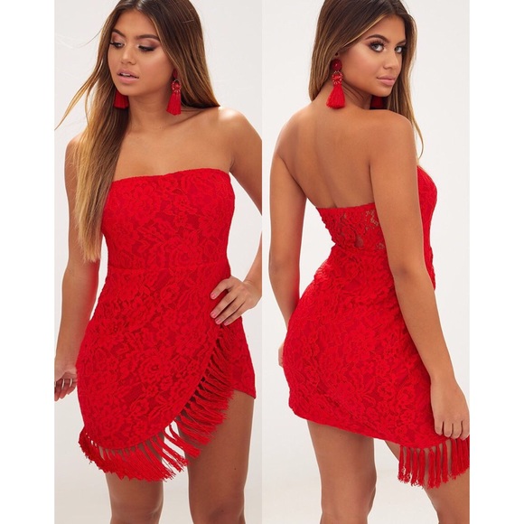 PrettyLittleThing Dresses & Skirts - PrettyLittleThing Bandeau Tassel Wrap Dress. NWT